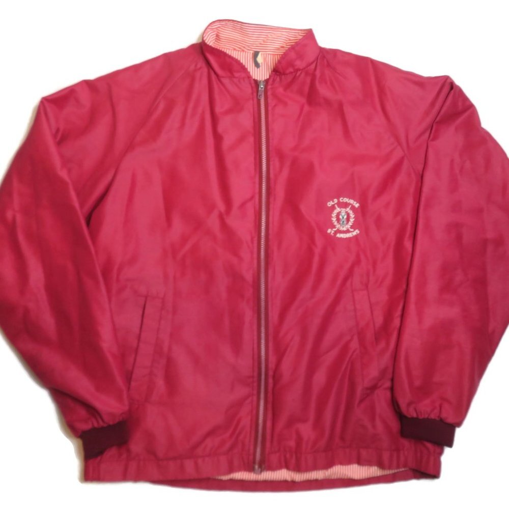 Vintage‎ Snowgoose St Andrews Old Course Golf Jacket Red Windbreaker Large